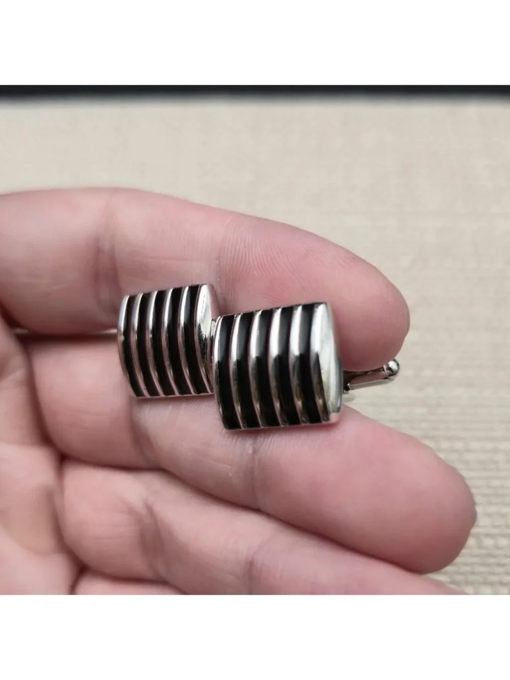 Piano Keys Cufflinks, Silver Black Music Notes Novelty Groomsmen Gift A8133